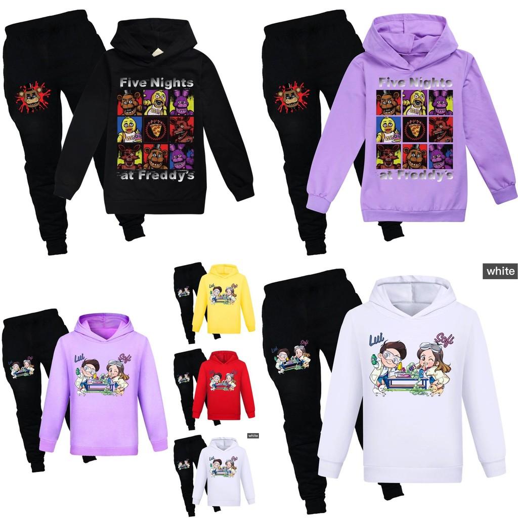 Kids Cotton Cartoon Hoodie And Jogging Pants Set For Winter And Spring Play
