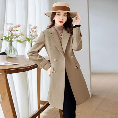 Atmosfera di fascia alta nel lungo trench temperamento femminile dea fan versione coreana professionale cappotto doppiopetto