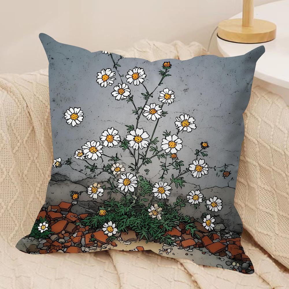 Life in the Corner Flowers Cushion Cover Silky Short Plush DoubleSided Printed Pillow Case for Sofa All Seasons Home Decor Gift