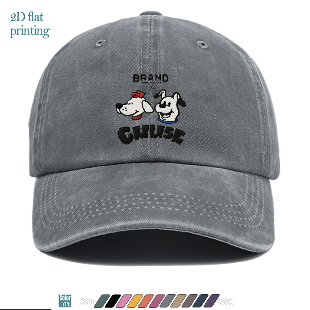 pc Double Dog Fun Cartoon Pattern Printed Baseball Cap Fashionable Cool Individual Design Comfortable Breathable Duckbill Hat