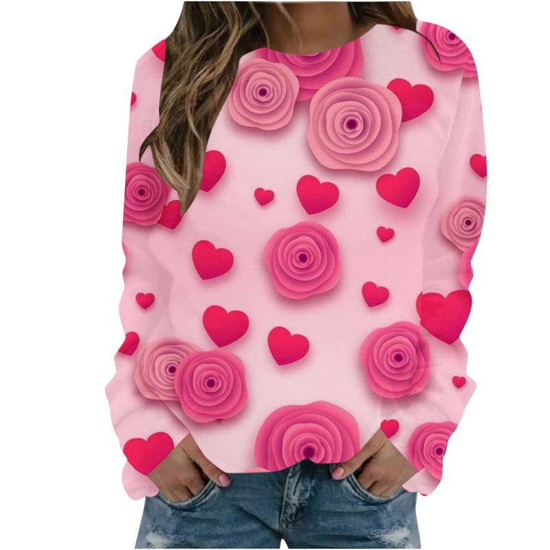 Christmas Sweatshirts Flower Floral 3D Print Women Autumn Fashion Hoodies Streetwear Y2k Pullovers Harajuku Tops Woman Clothing