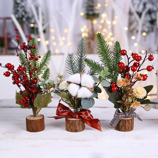 Urlaub Fake Tree Branch Berry Flower Christmas Showcase Ornament Desktop Decor