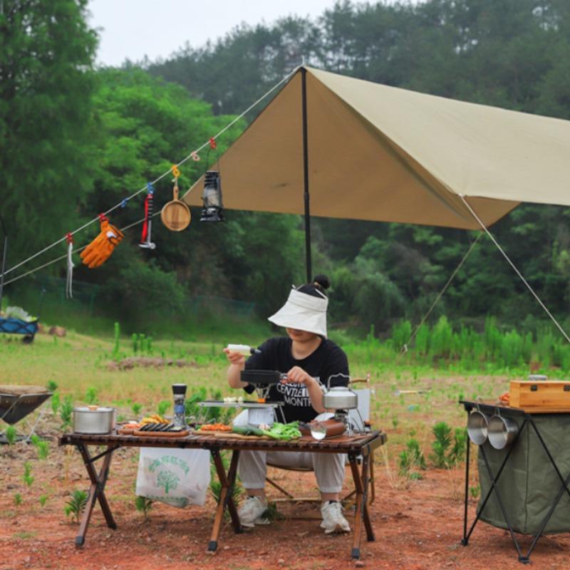 1PC Outdoor Camping Stainless Steel Folding Table Camping Barbecue Portable Multi Functional Tea Table