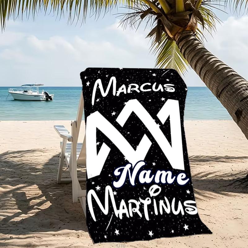 Customizable personalized beach towels Marcus and Martinus themed designs.Suitable for the beach, yoga, sports;ideal as beach accessories