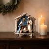 Durable Wood Nativity Set Scene Wooden Tabletop Sign, Christmas Manger Holy Family Figurine Decor, Holiday Home Accents Religious Xmas Desktop