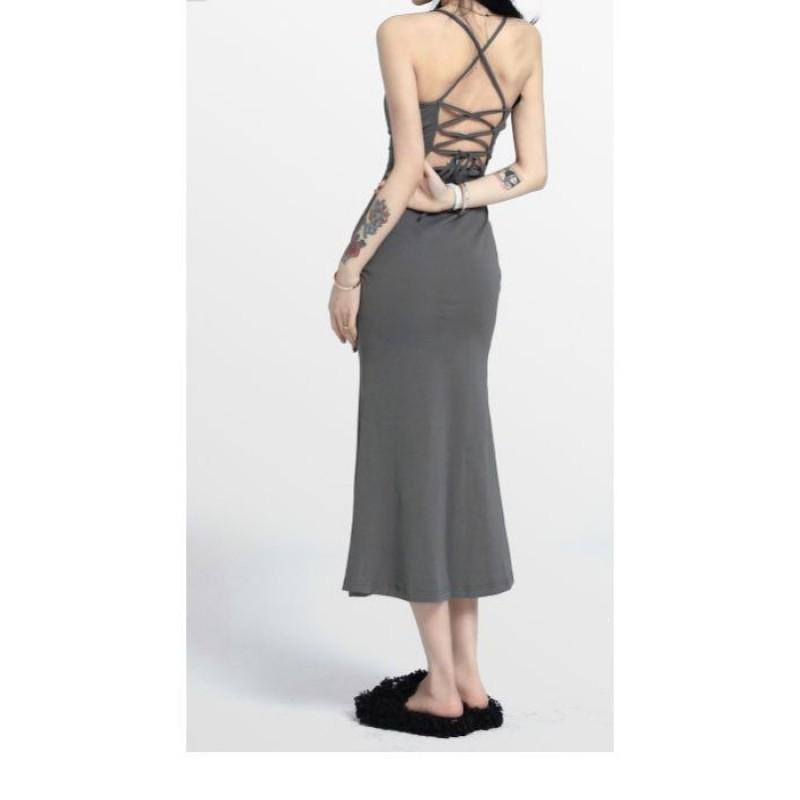 French Vacation Style Sleeveless Suspender Dress Beautiful Hot Girls Wear A Temperament Dopamine Thai Long