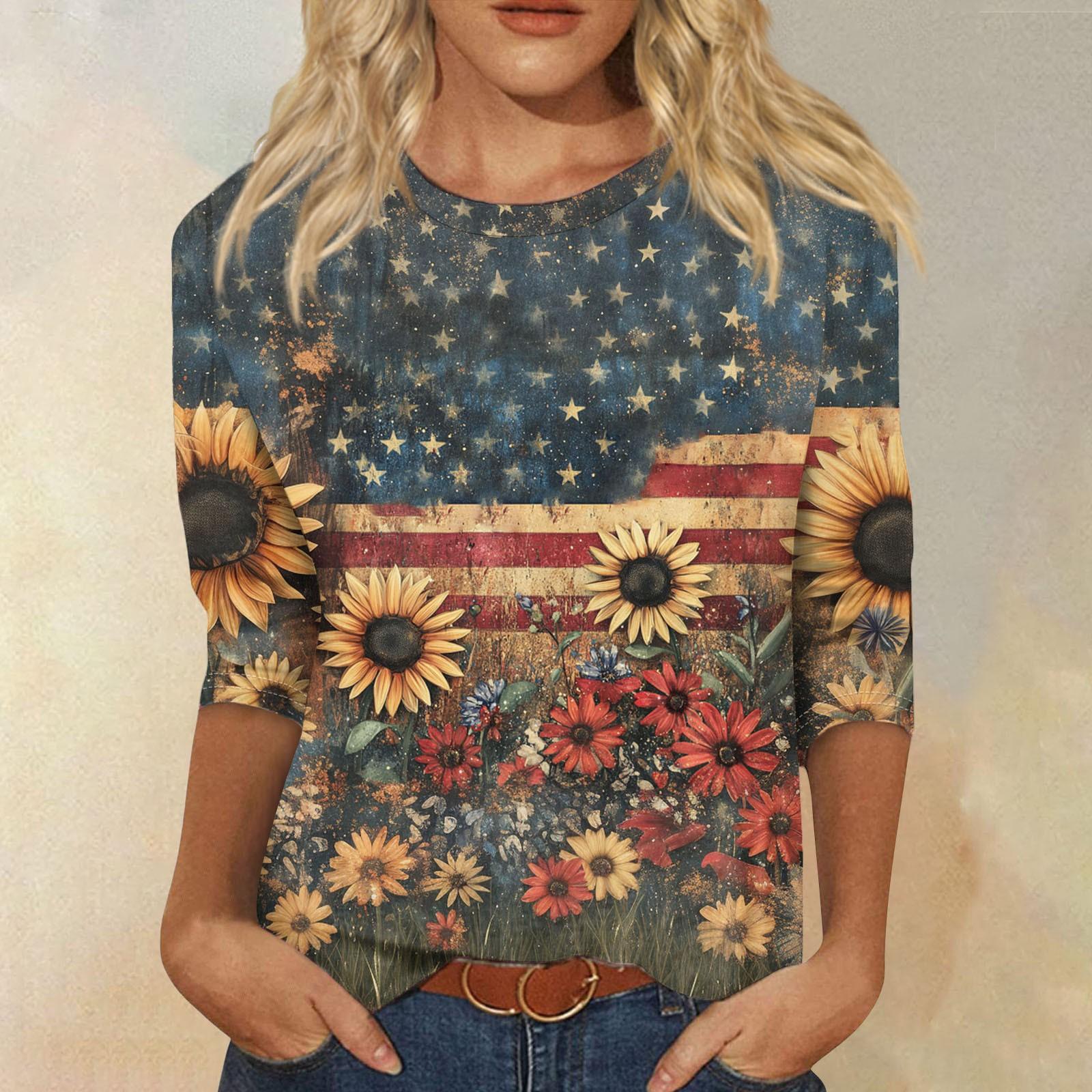 

Женская модная повседневная свободная футболка с круглым вырезом и рукавами 3/4 с принтом, женский топ XL киноварь