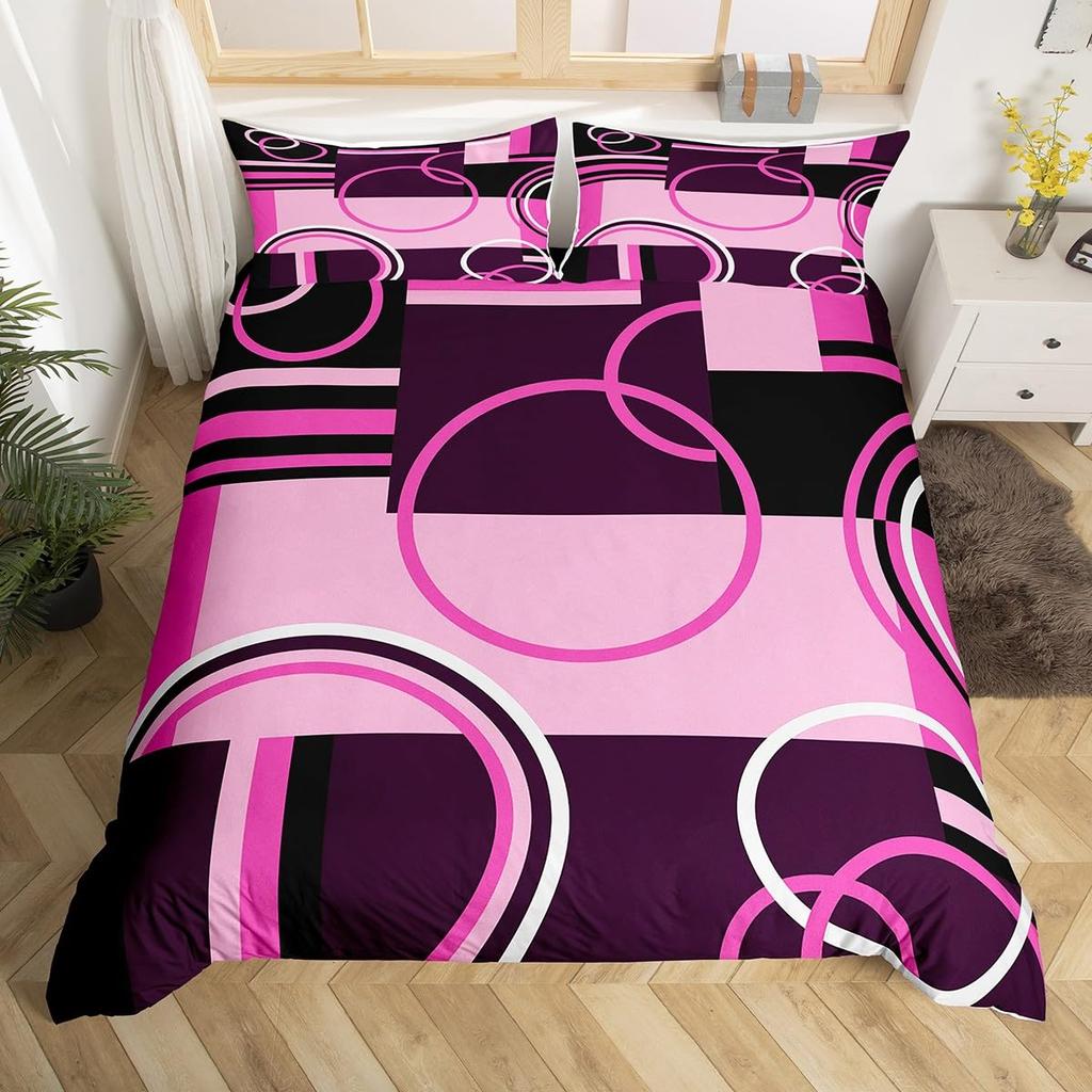 Comforter Geometry Swirls Spiral Twin King Abstract Circle Stripes Comforter Modern Graphic Geometric Plaid Bedding Set
