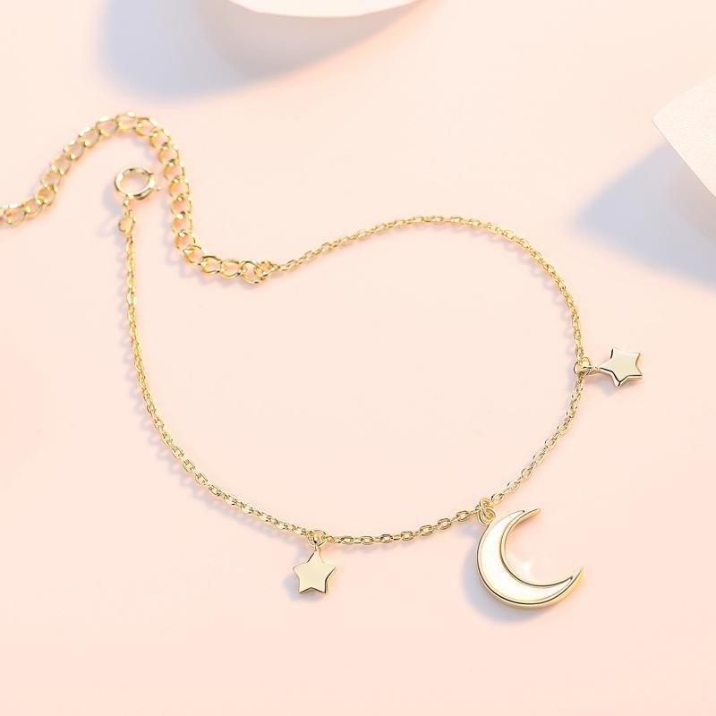 S925 Sterling Silver Star & Moon Love Bracelet - Women's Trendy Fashion Jewelry