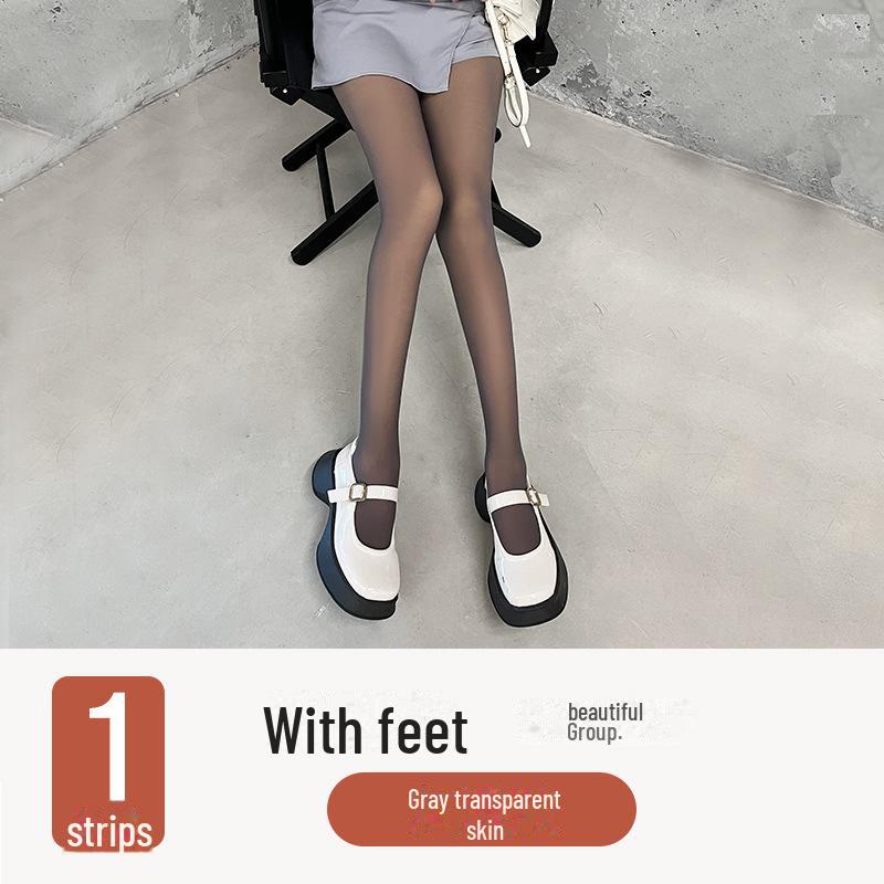 Women's Black Plush Stockings: Thick Winter Leggings, Gray One-Piece, Translucent Pantyhose