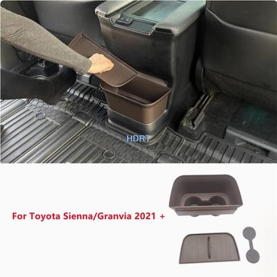 For Toyota Sienna/Granvia  + Car Styling Water Cup Holder Rear Hanging Frame Armrest Storage Box Trash Can Cover Accessories