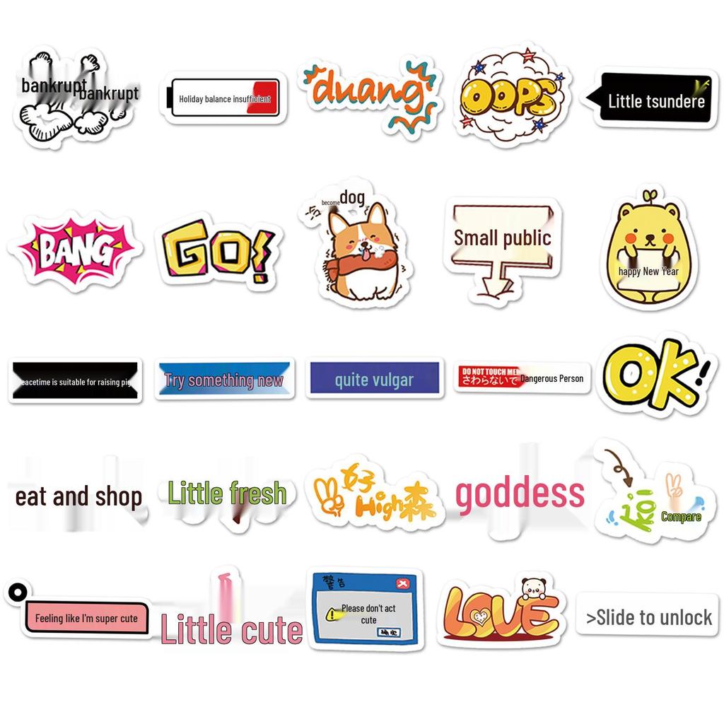 50 Creative & Funny Graffiti Stickers for Journaling, Suitcases, Water Bottles - Waterproof & DIY Decoration
