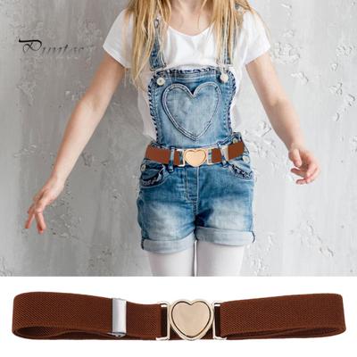Unisex Belt Contrast Color Banded Metallic Heart Buckle Lightweight Waistband Adjustable Elastic Band Girl Waist Strap for Parties Daily Wear
