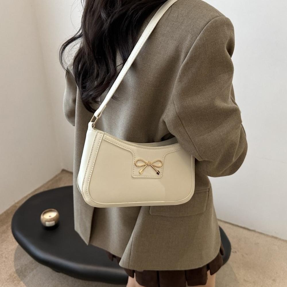 Zipper Bowknot Underarm Bag Y2k Women Handbag Elegant Bow Shoulder Bag Lady