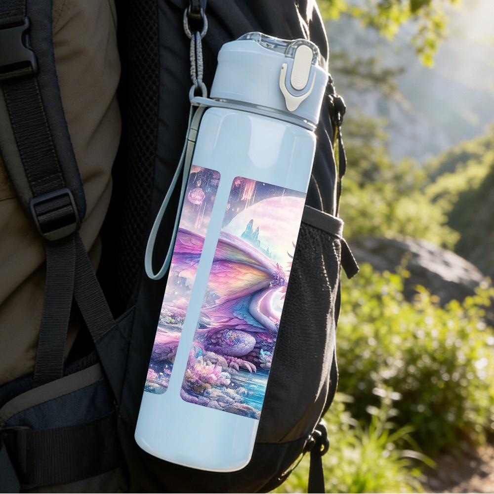 1PC Purple Dream Galaxy Abstract Print 750ml Color Plastic Sports Water Bottle Leakproof Flip Straw Lid Suitable for Sports Office Home Use