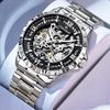 LOUIE JUELEN Automatic Skeleton Mechanical Watch Men's Business Watch Water-Resistant Luminous Men's Wristwatch