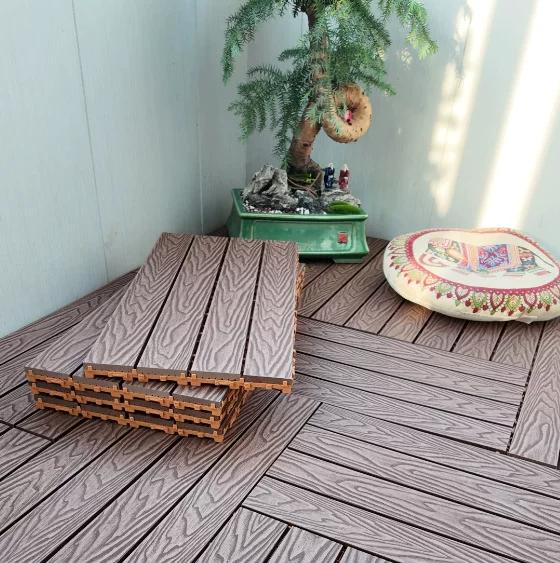 Outdoor Interlocking Flooring, Outdoor Plastic Wood Flooring, Balcony Bathroom Floor Mat, Environmentally Friendly, Anti-Corrosion, No Joist Terrace