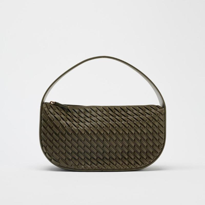 

Women Daily Shoulder Adjustable Strap Woven Simple Hobo Solid Color Stylish Shoulder Bag Shopping Bag зелёный