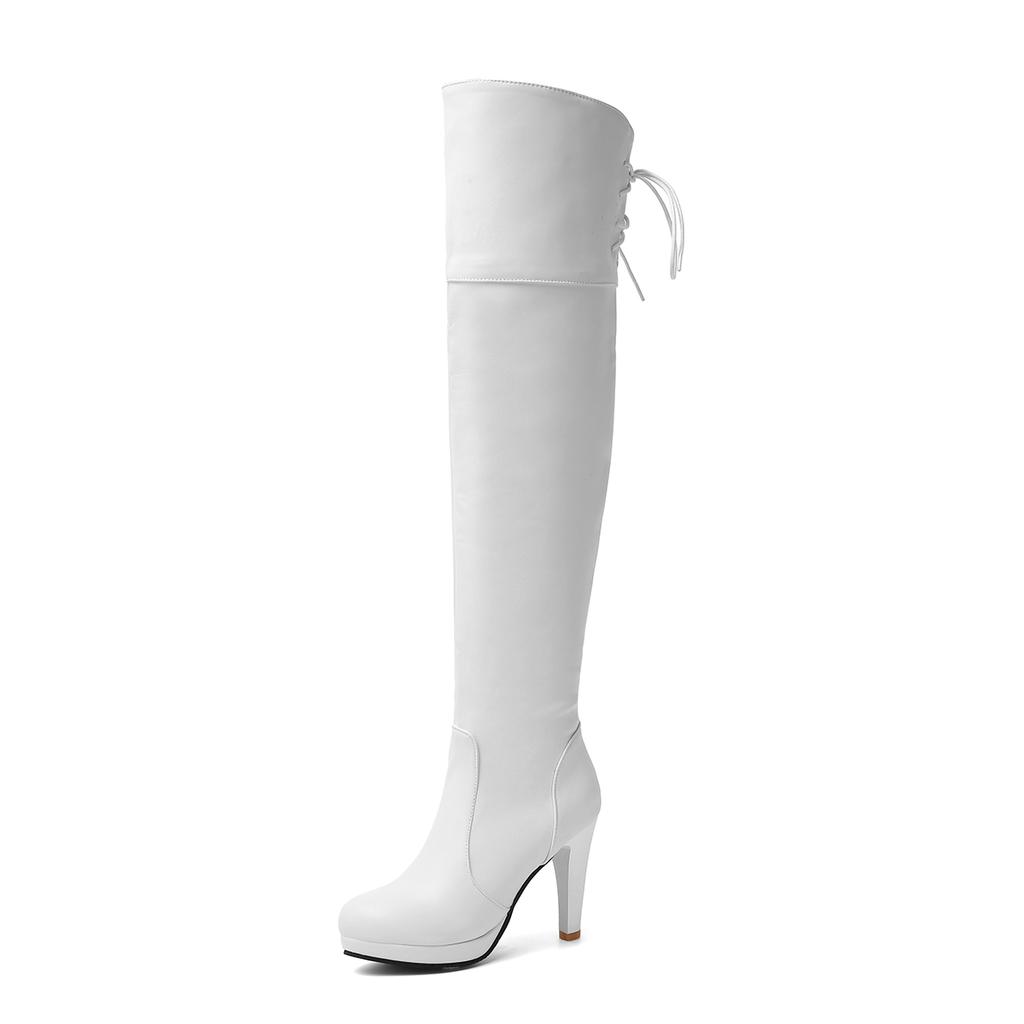 Women's high-heeled boots, sexy European and American style autumn and winter new waterproof table, fine-heeled large-size knee boots