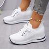 Big Yards Within The High Women's Shoes 2025 Summer New Casual Lace Thick Bottom Slope with Flyknit Mesh Shoes Female