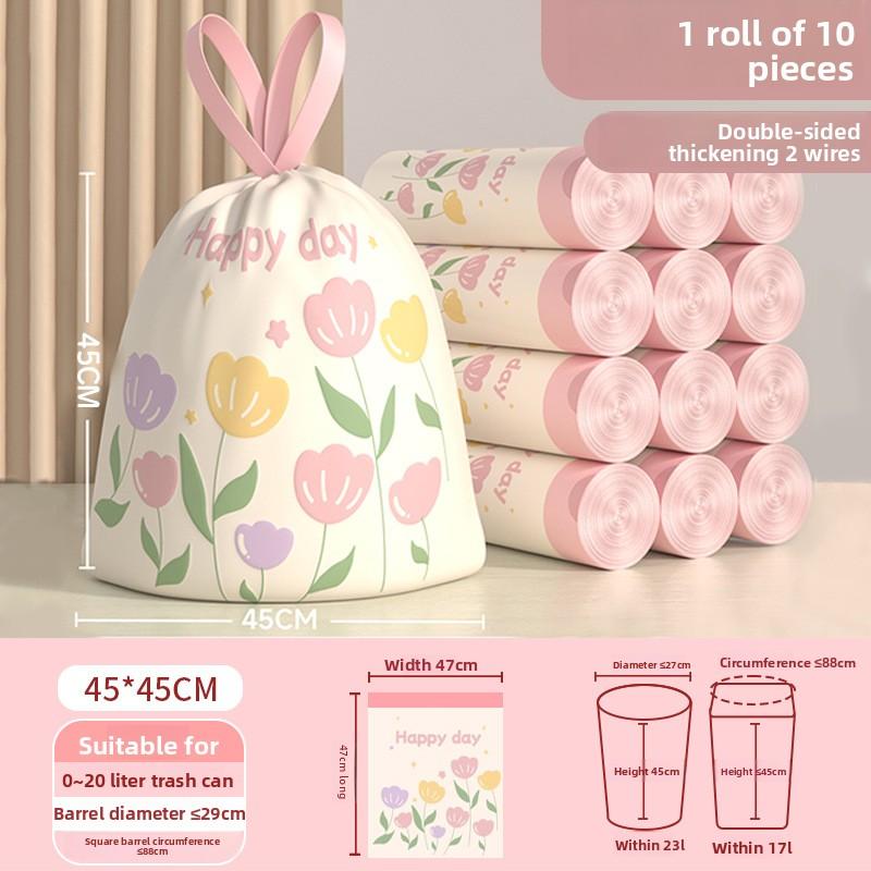 50/30/10PCS Cute Tear-free Garbage Bag Household Thickened Portable Kitchen Large Disposable Clean Drawstring Enlarged Garbage Bag