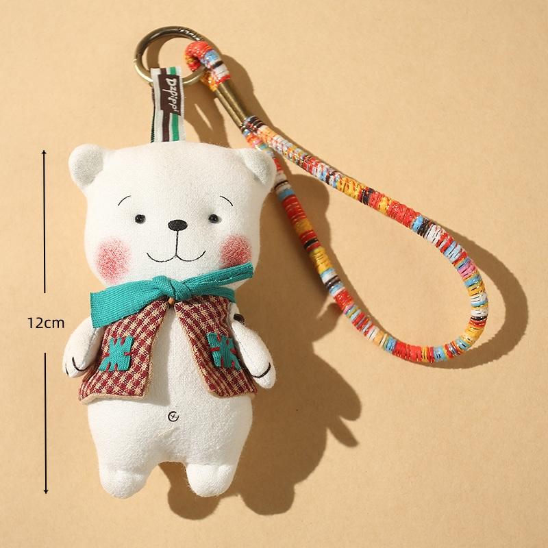 Cute Cartoon Animal Plush Keychain Rabbit Bear Fabric Pendant Fashion Keyring Unique Soft Toy For Backpack Decoration