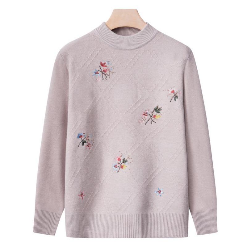 Grandma autumn women's top middle old man winter knitted sweater mother base clothes year 0 old lady sweater