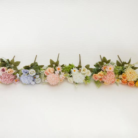 Artificial Rose Flower with Green Leaves UV Resistant Fake Silk Flower Home Wedding Party Table Centerpiece Indoor Outdoor Faux Bloom Decoration