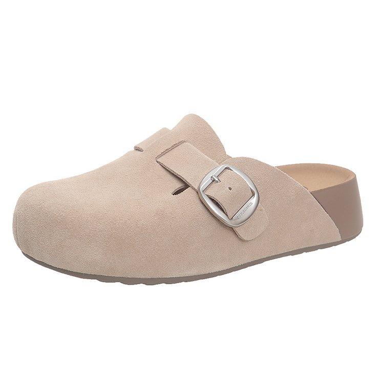 

Soft leather version~ Zhang Linghe s same Peninsula Toast 1st Generation Upgraded Edition Boken Shoes Wear Baotou Versatile Casual Slippers 40 абрикосовый