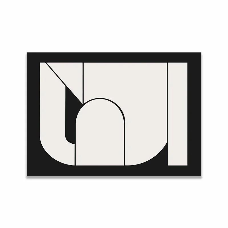 Arte de Parede Minimalista Escandinava Pintura a Óleo Abstrata Moderna Preto e Branco Impressão de Poster Decoração para Casa Quarto Sala de Estar