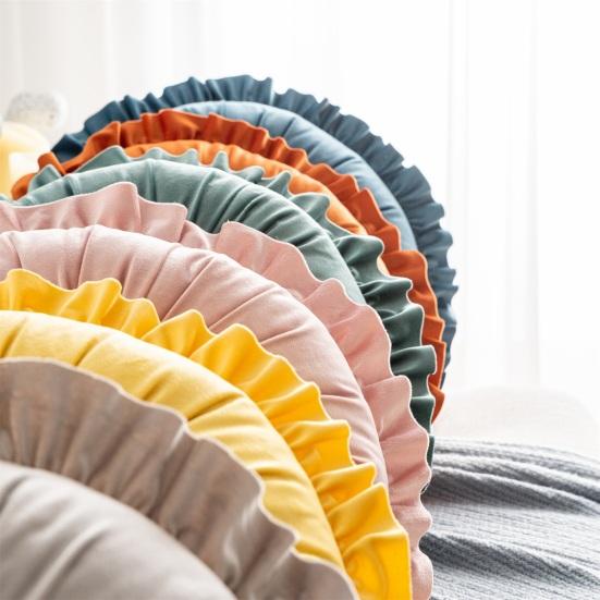 Seat Pillow Ruffle Super Soft Comfortable Touch Full Filling Elastic Decorative Round