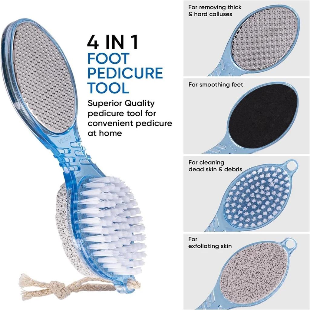 Chaam 4-in-1 Pedicure & Foot Care Tool Set for Home Use | Foot Scrubber, Pumice Stone, Foot Rasp & Black Emery | Multi-Purpose for Callus, Rough