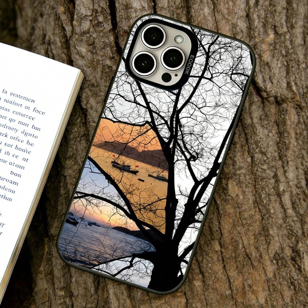 Barren tree Phone Case For iPhone 17,16,15,14,13,12,11 Plus,Pro Max,XS,Colored Silver Plated Inside Cover