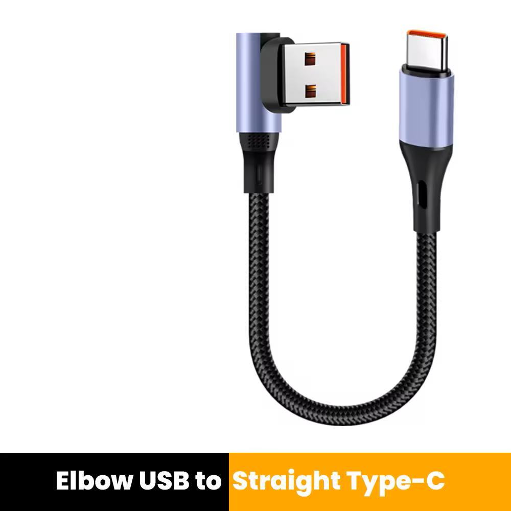 6A 15CM 30CM Short Cable Fast Charging 90° Elbow USB A to Type C Cable For Power Bank USB C To USB C Cable For iPhone 15 16