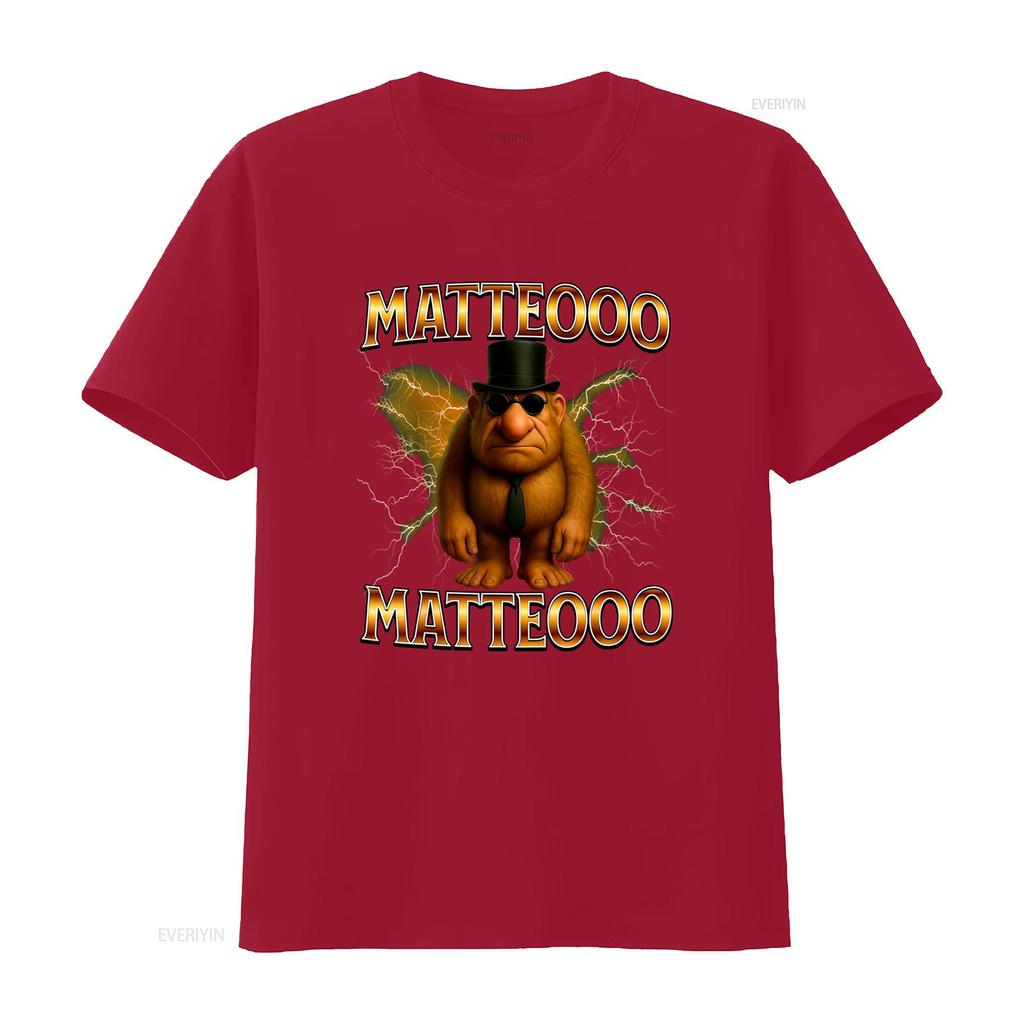 Matteo Funny Italian Brainrot Meme T Shirt Classic Adult S 4XL Unique Design with Lightning and Stylish Character Print
