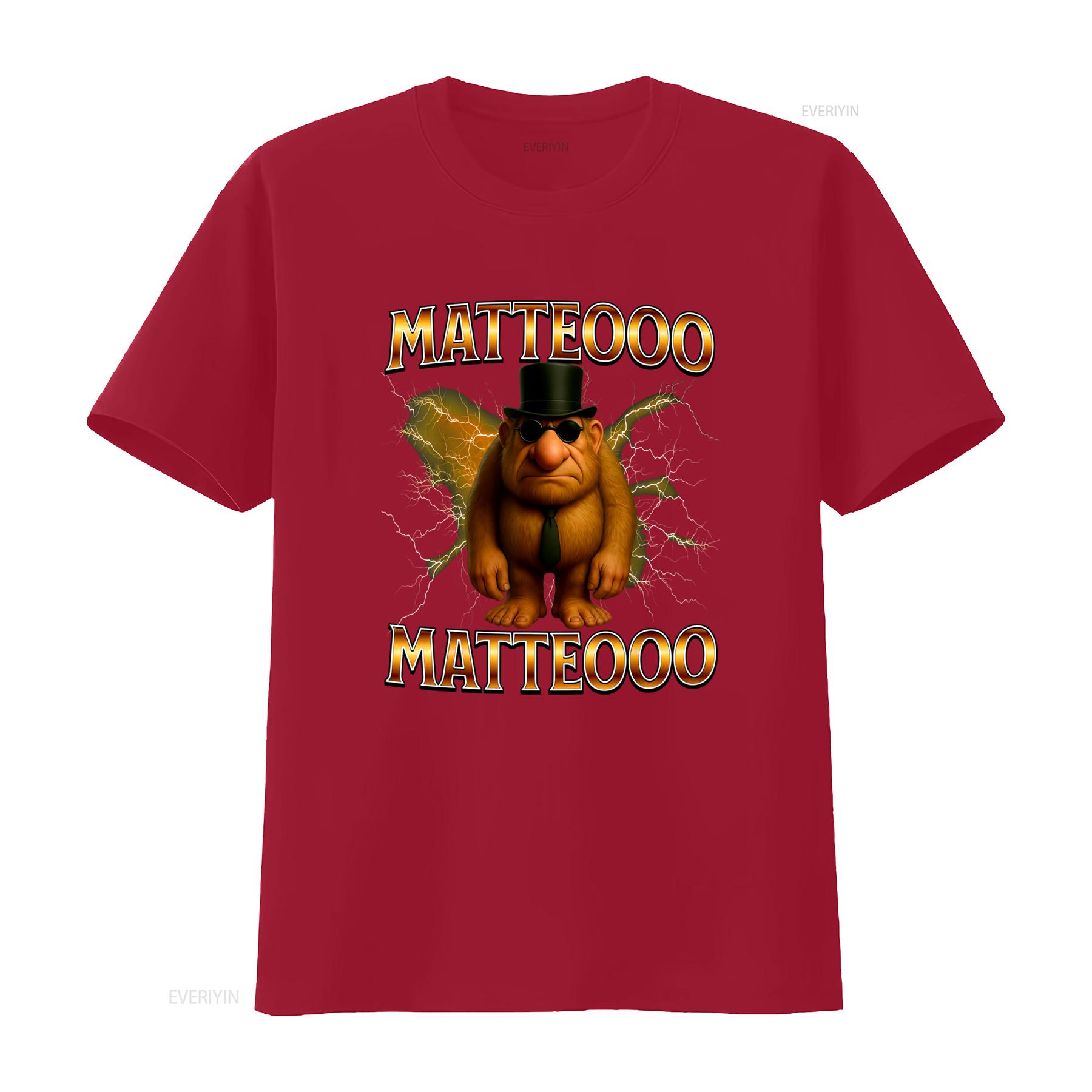 Matteo Funny Italian Brainrot Meme T Shirt Classic Adult S 4XL Unique Design with Lightning and Stylish Character Print S