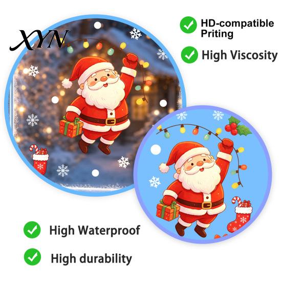 Reusable Static Stickers for Christmas Santa Claus Window Clings, Glass with Snowflake Bear Story Scene Bell Patterns, Removable No?Glue Holiday