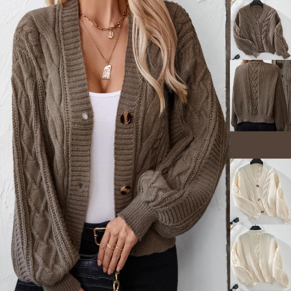 Casual Minimalist Cardigan Knit Outerwear For Women