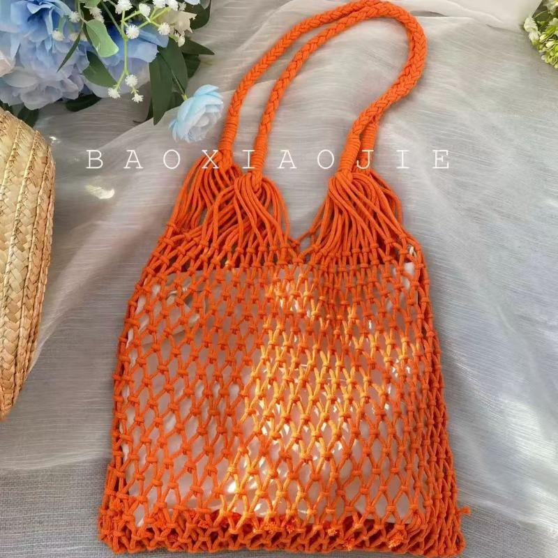 Ins Mori Series Hollow Fishing Net Bag Woven Bag Large Capacity Underarm Shoulder Bag Tote Bag Seaside Vacation Beach Bag