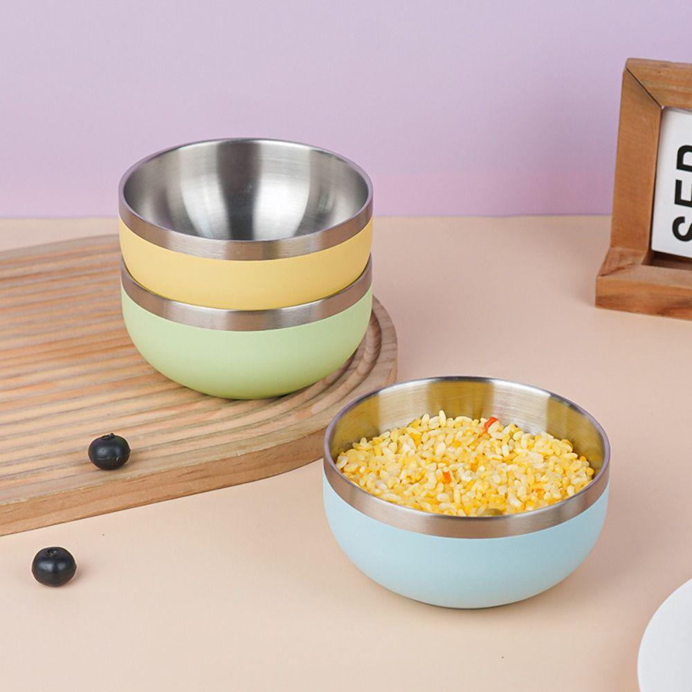 Multi-color Fruit Salad Bowl Round Bowl Food Container Stainless Steel Bowl  Kitchen Tableware