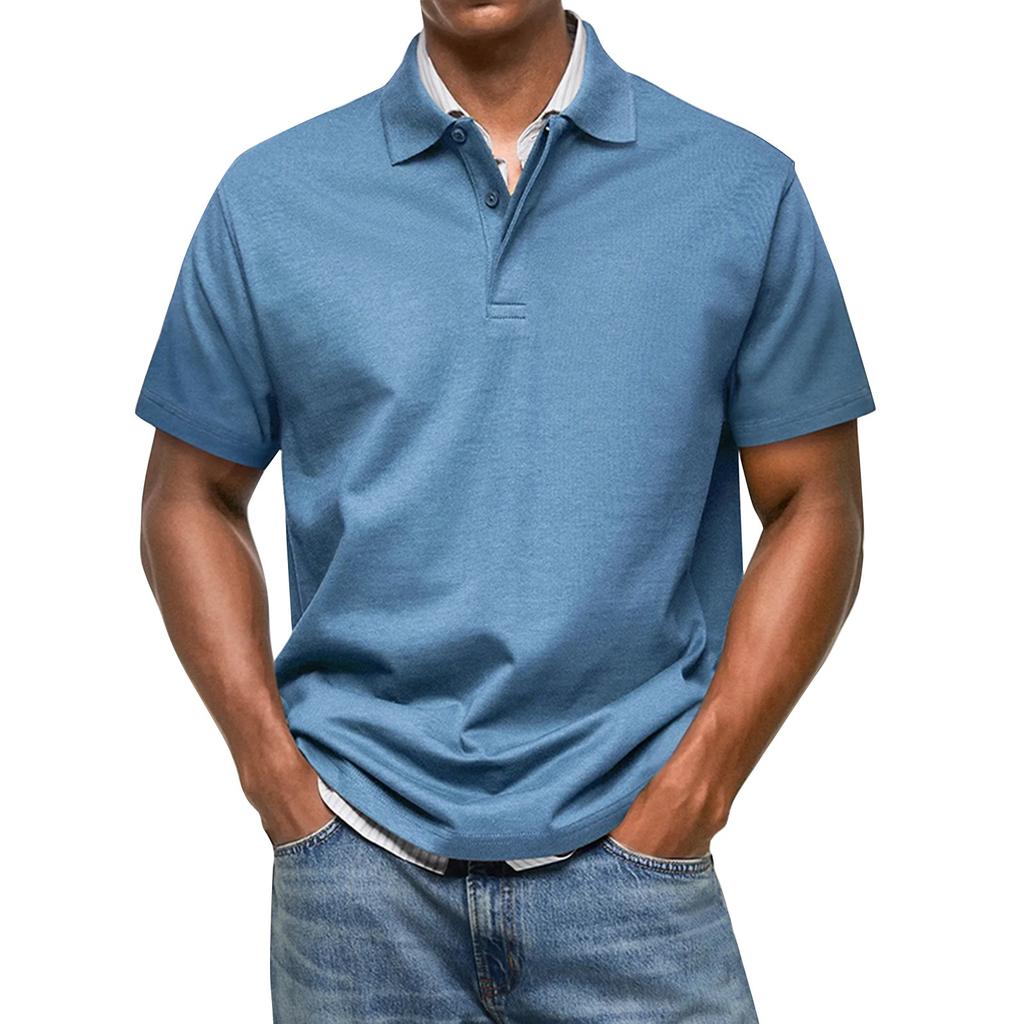 Men's Summer Solid Color Hidden Button Short Sleeve Loose Shirt Men's Casual Fashion Tops