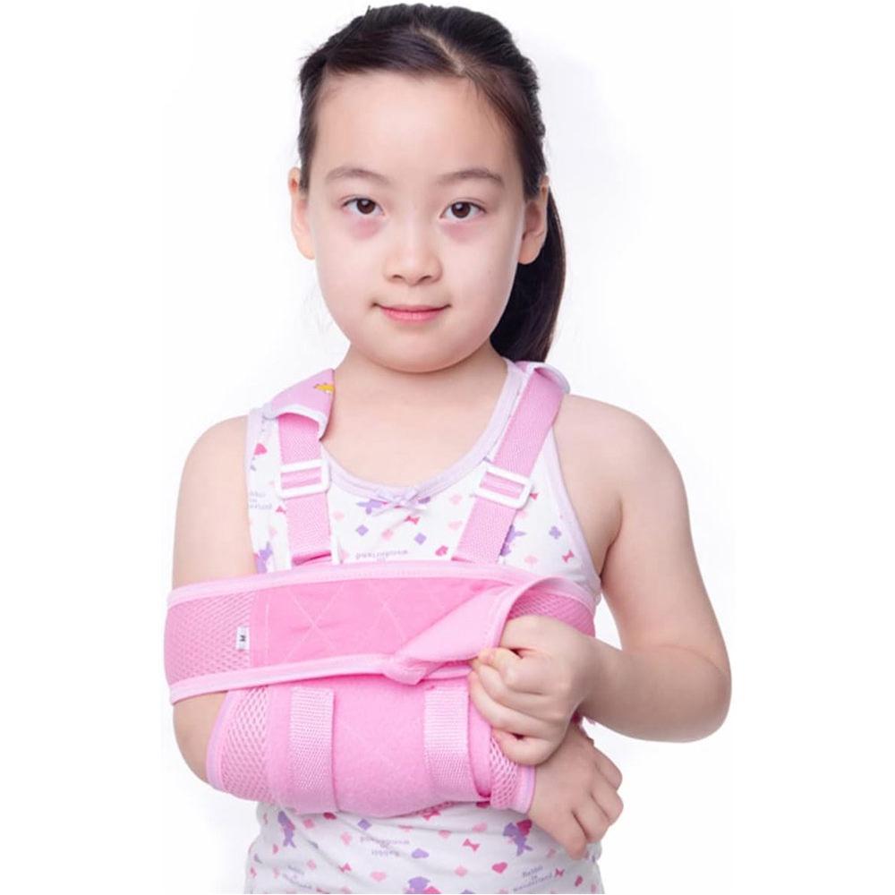 

1 шт. Детская повязка для поддержки руки, Дышащая сетчатая повязка-иммобилайзер для локтя и руки, Поддержка плеча при травмах, Повязка для сломанного локтя, запястья, руки S розовый