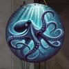Vintage Deep Sea Blue Octopus Metal Tin Sign 7.8 Inch Wall Art Home Decor