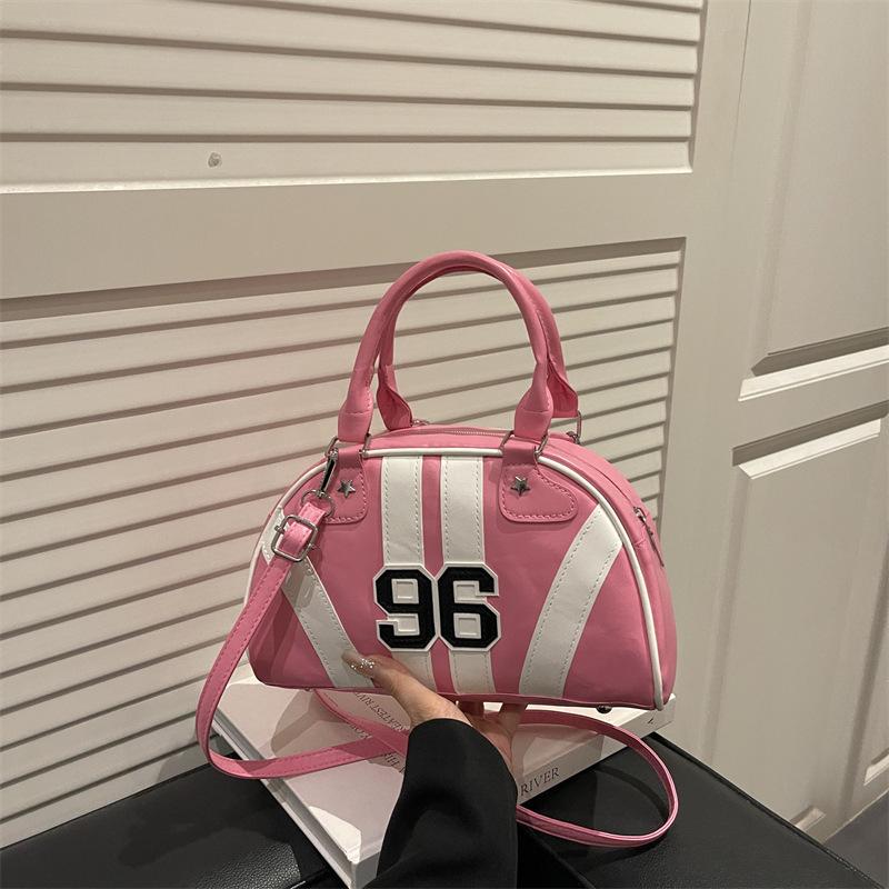 

Boston bag women s bag trendy handbag niche shoulder messenger bag racing bowling bag women s bag рожевий