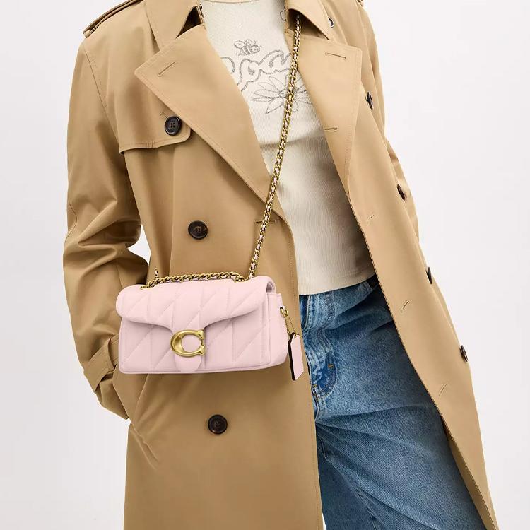 Coach Bolso Bandolera Acolchado de Cuero Tabby 20 Clásico Bolso de Hombro Pequeño para Mujer Latón Rosa CP149-B4B5