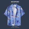 Floral Print Short-sleeved Shirt Beach Suit Summer Lightweight Couple Casual Loose Shorts