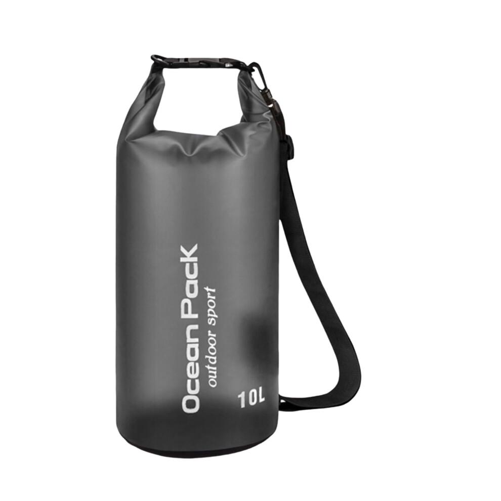 Black Waterproof Bag 10L With Adjustable Shoulder Strap For Travel Camping Hiking Swimming Boating Fishing