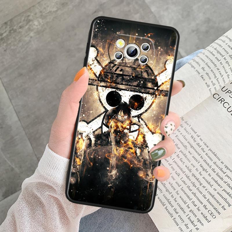 

O-ne P-iece Luffy Art для POCO C55 C50 C40 C3 F5 F4 F3 M6 M5 M4 M3 X5 X4 X3 GT Pro, черный силиконовый чехол для телефона Poco X5 Pro