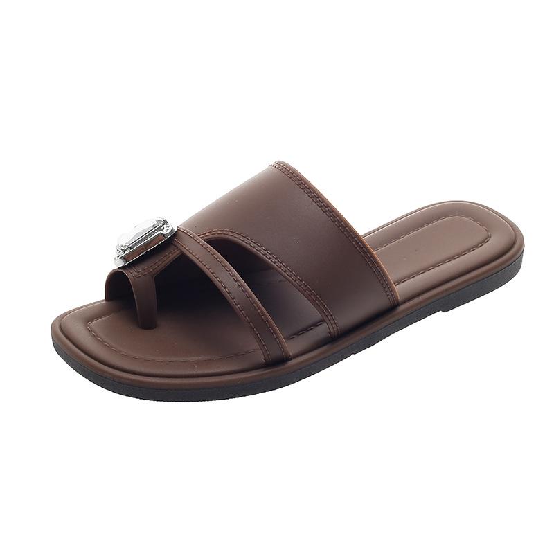 Simplistic Peep-Toe Flat Sandals - Versatile Casual Summer Toe-Loop Slippers
