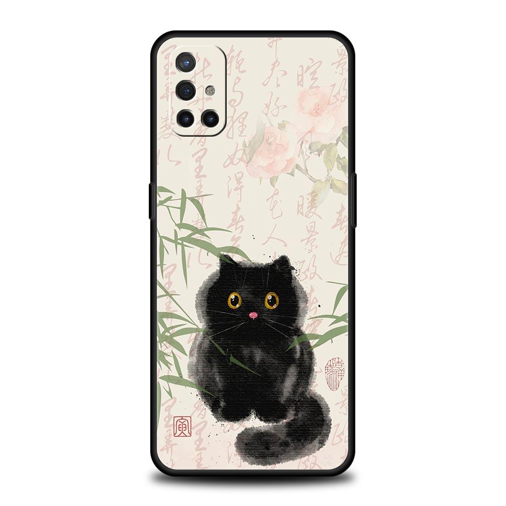 Cute Cartoon Black Cat Phone Case For OnePlus 15 13 12 11 10 9 8 15T 13T 10T 7T Pro 13R 12R 9RT 8T Nord 4 N10 2T CE 2 3 5G Cover